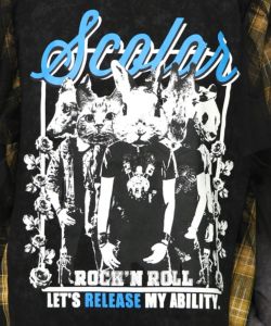 ロックなアニマル柄 異素材切替2WAYロンT-19