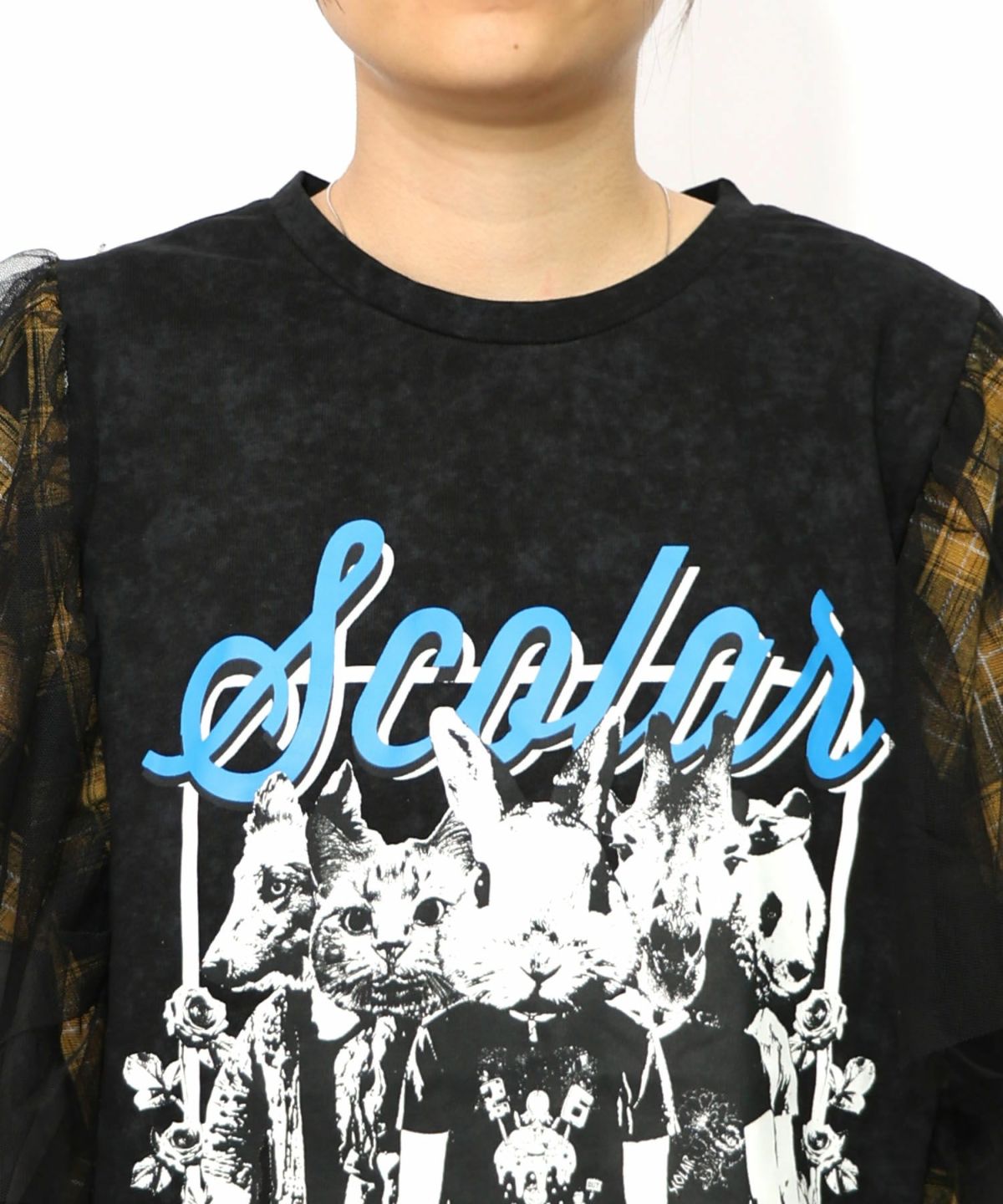 ロックなアニマル柄 異素材切替2WAYロンT-20