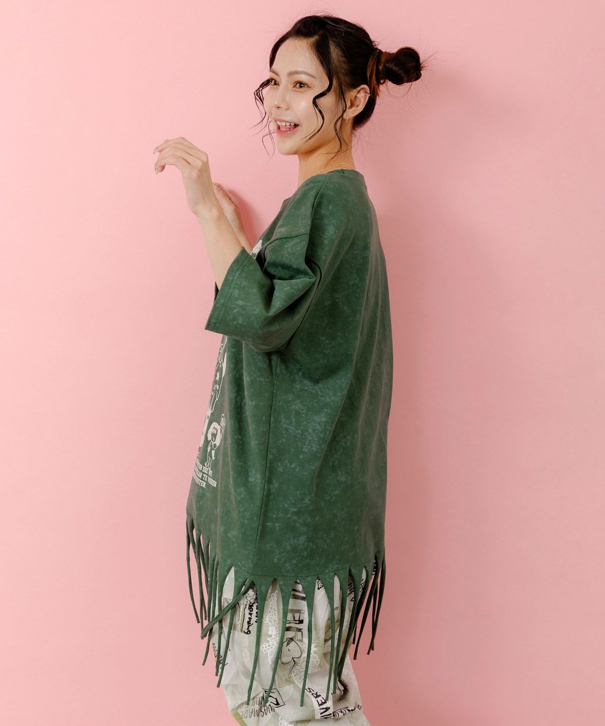 26周年ケーキとネコちゃん柄 フリンジプルオーバー-3