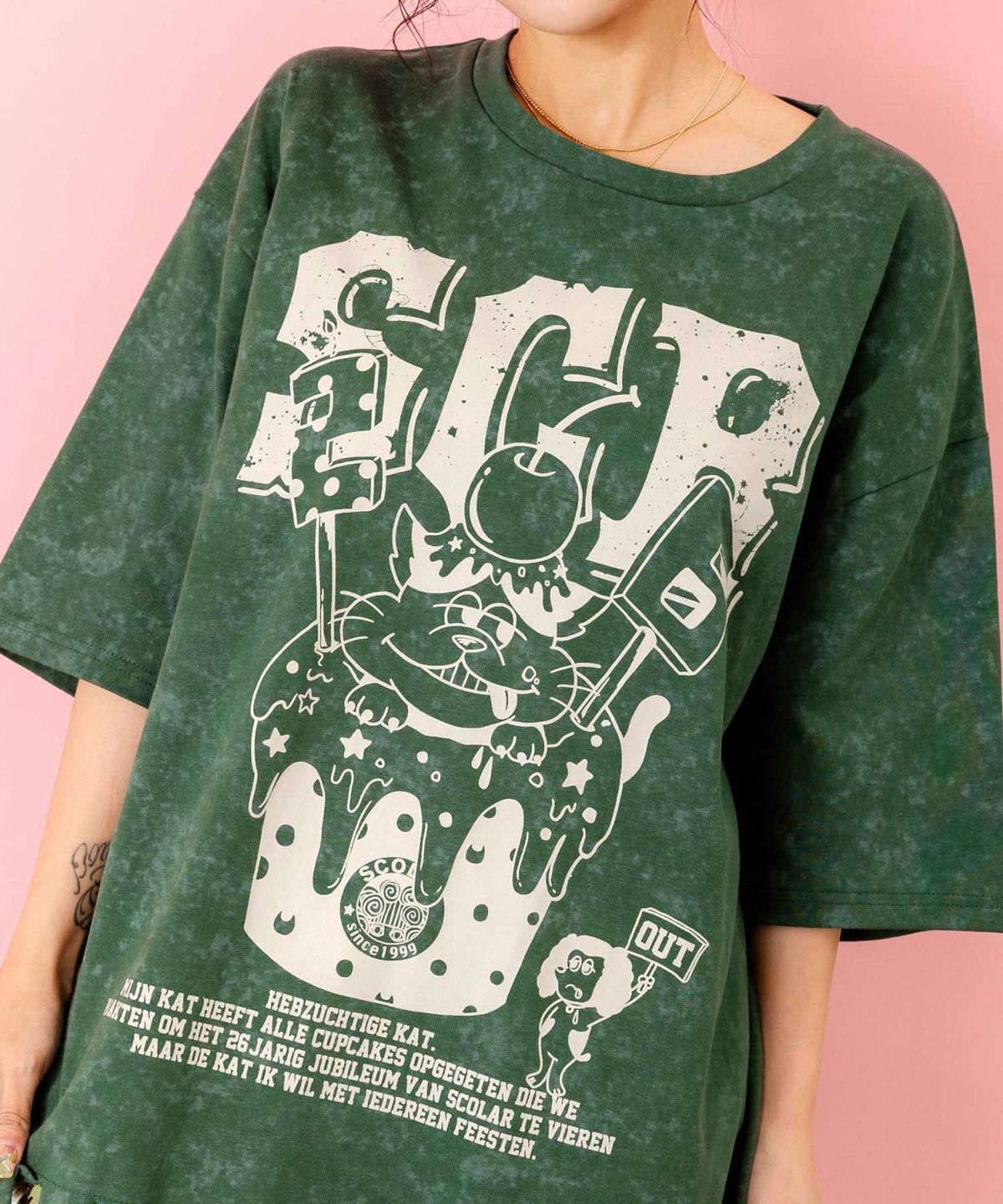 26周年ケーキとネコちゃん柄 フリンジプルオーバー-6