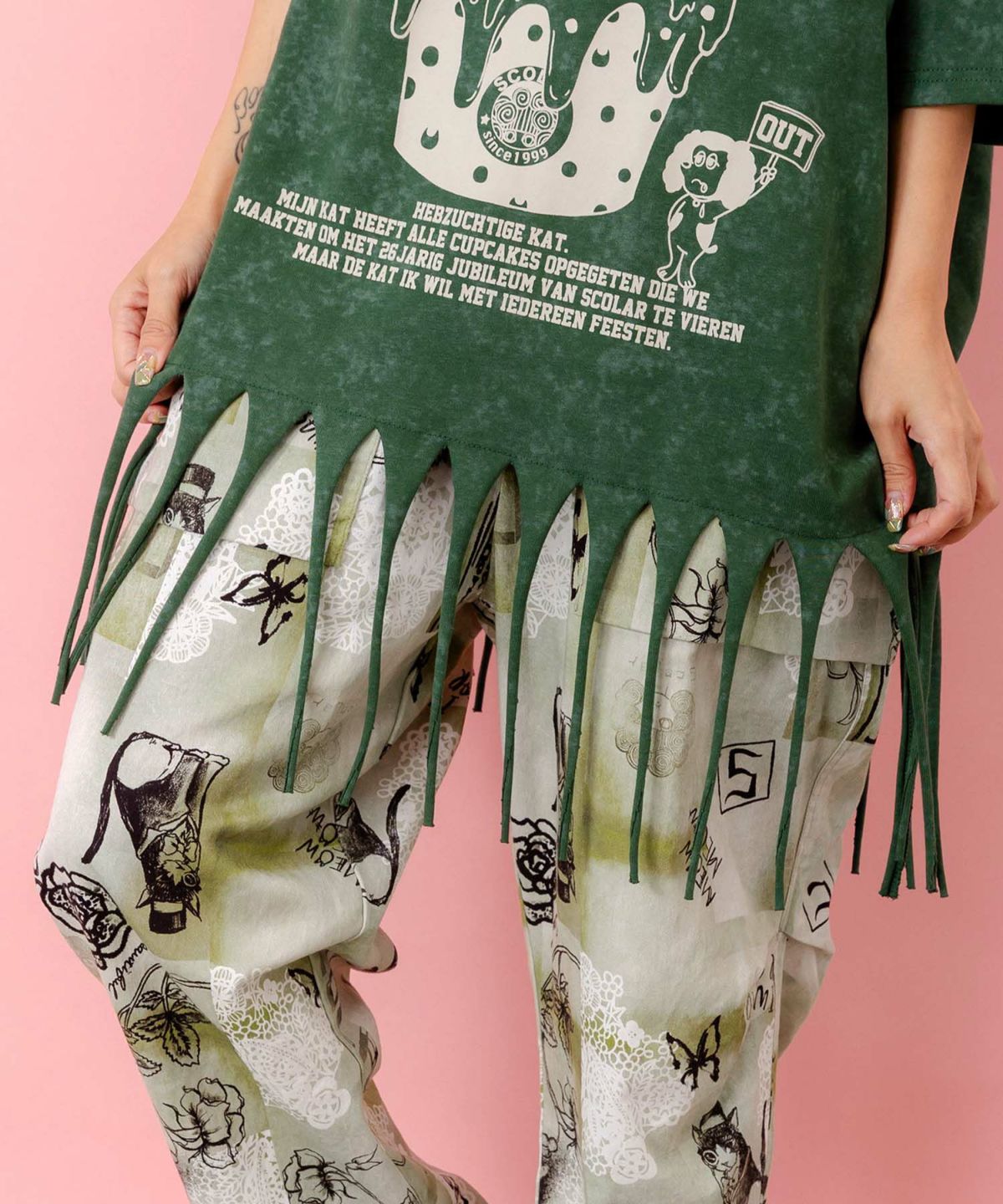 26周年ケーキとネコちゃん柄 フリンジプルオーバー-7