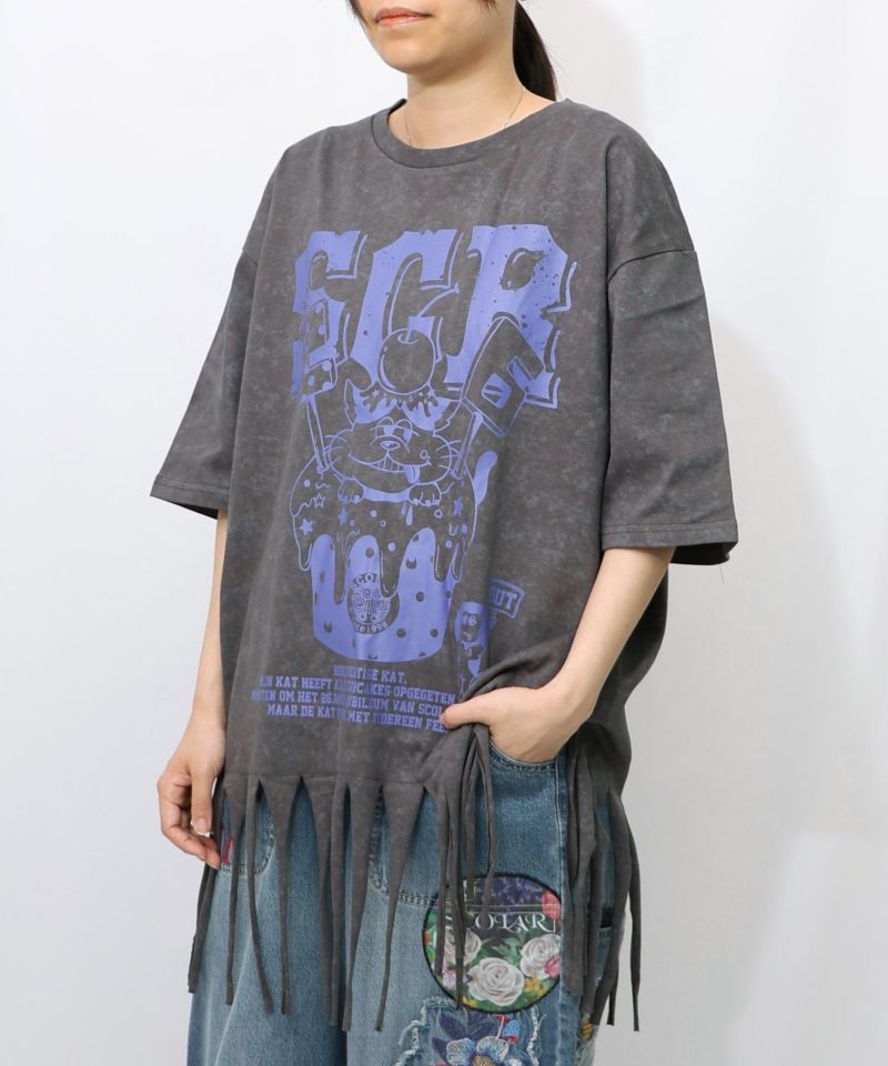 26周年ケーキとネコちゃん柄 フリンジプルオーバー-9