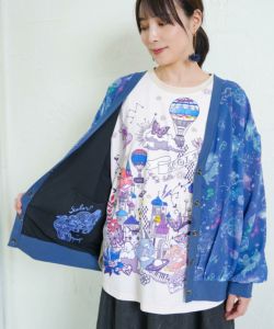 153629：星座柄×無地リバーシブルカーディガンの通販-ScoLar