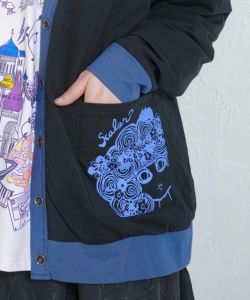 153629：星座柄×無地リバーシブルカーディガンの通販-ScoLar
