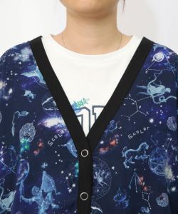 153629：星座柄×無地リバーシブルカーディガンの通販-ScoLar