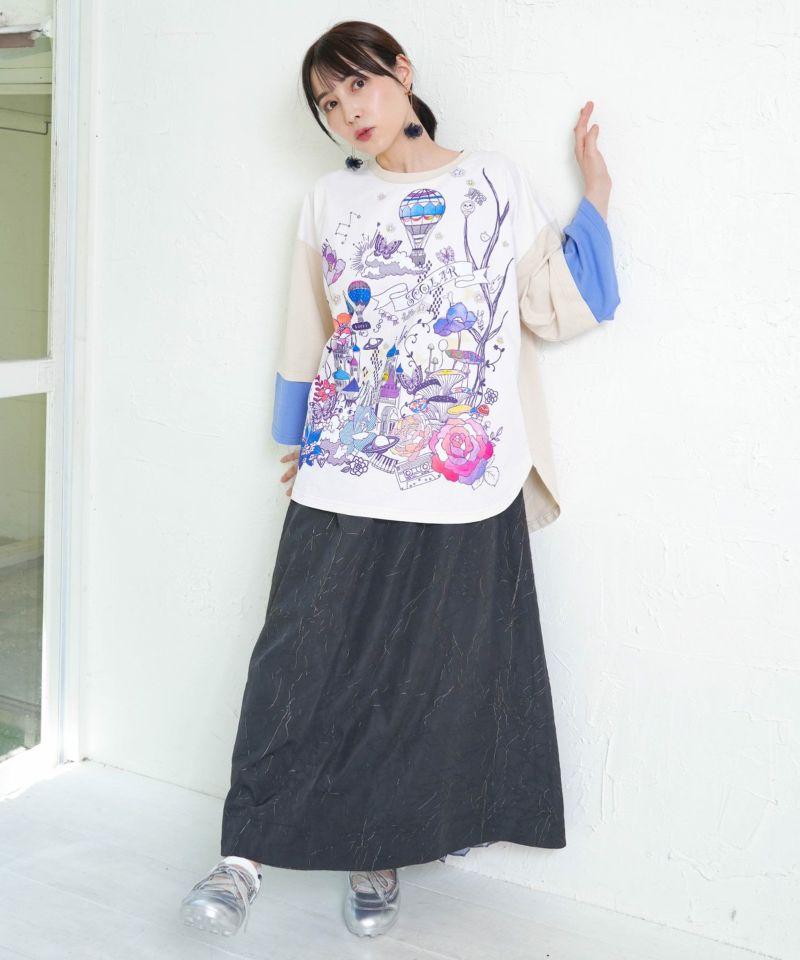 メルヘンな街柄レイヤード風プルオーバー-2