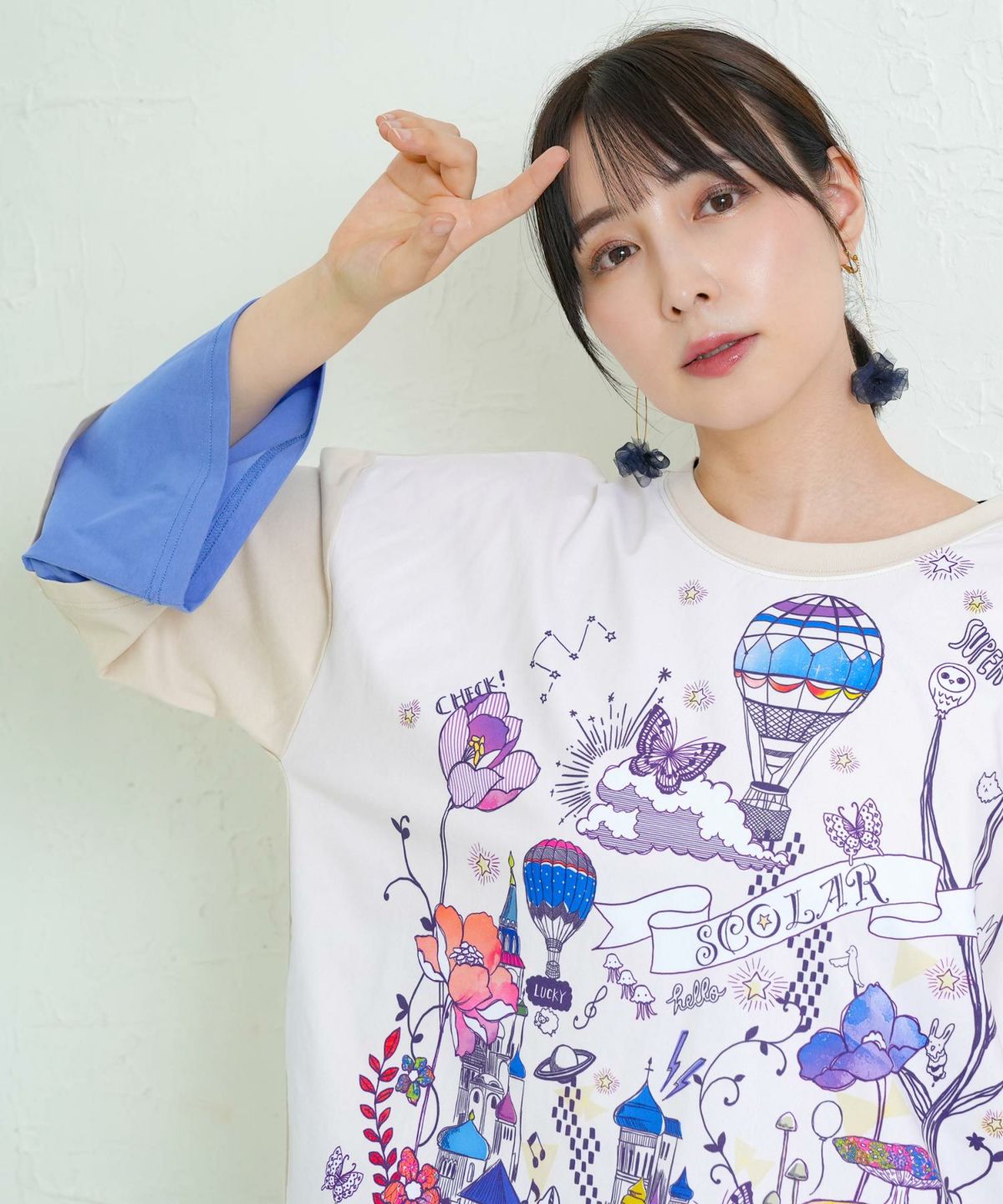 メルヘンな街柄レイヤード風プルオーバー-5