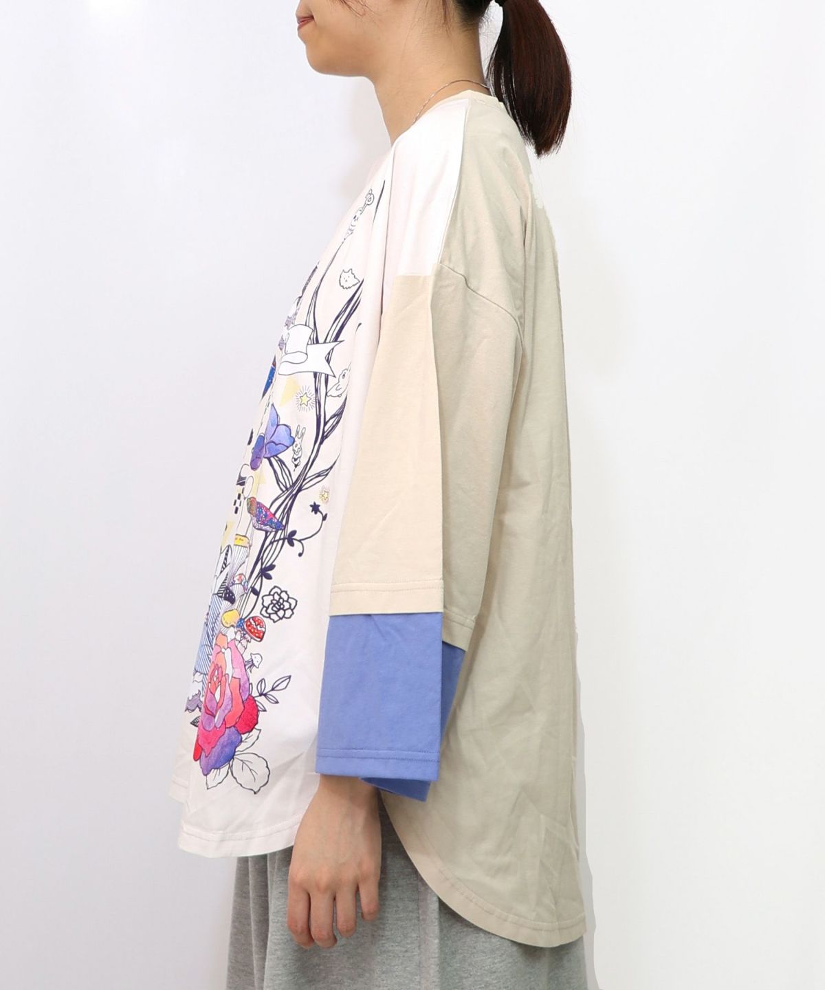 メルヘンな街柄レイヤード風プルオーバー-10