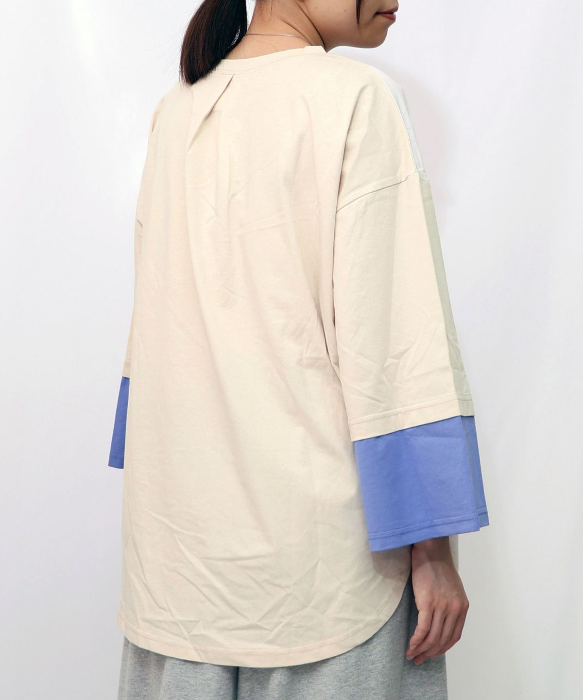 メルヘンな街柄レイヤード風プルオーバー-11