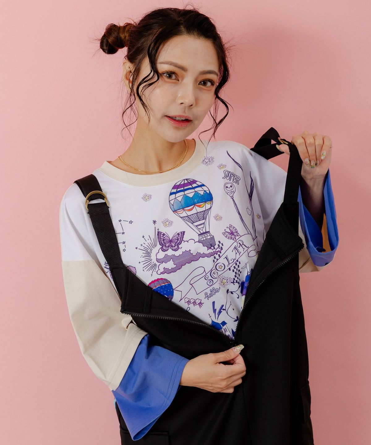 メルヘンな街柄レイヤード風プルオーバー-21