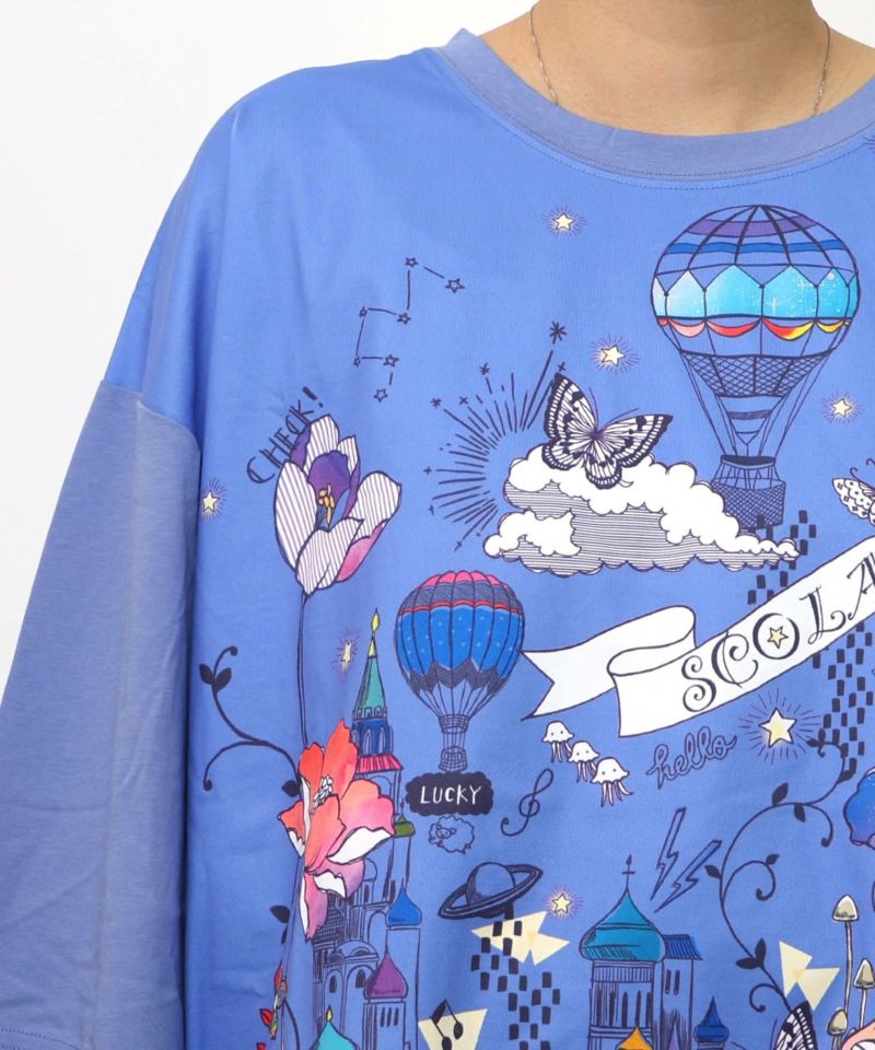 メルヘンな街柄レイヤード風プルオーバー-27