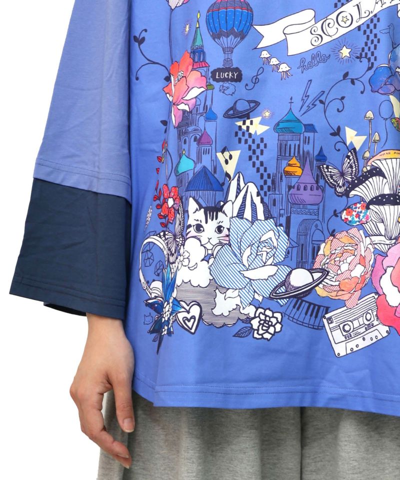 メルヘンな街柄レイヤード風プルオーバー-28