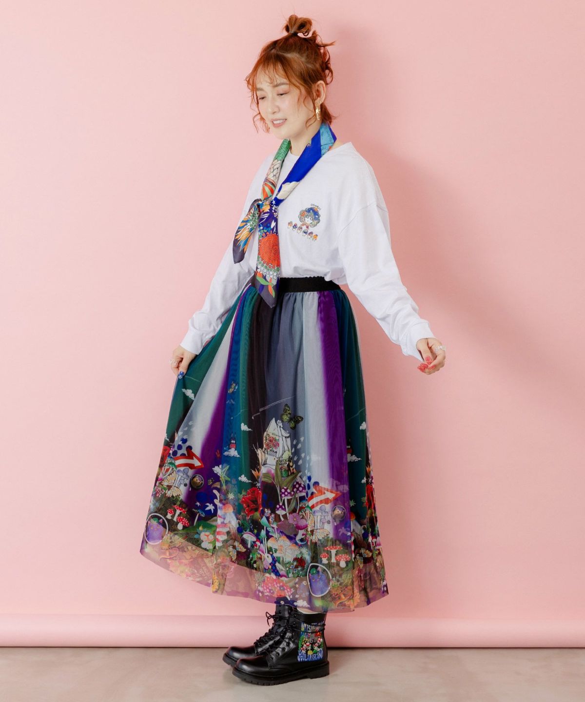 キノコの惑星柄チュールスカート-3