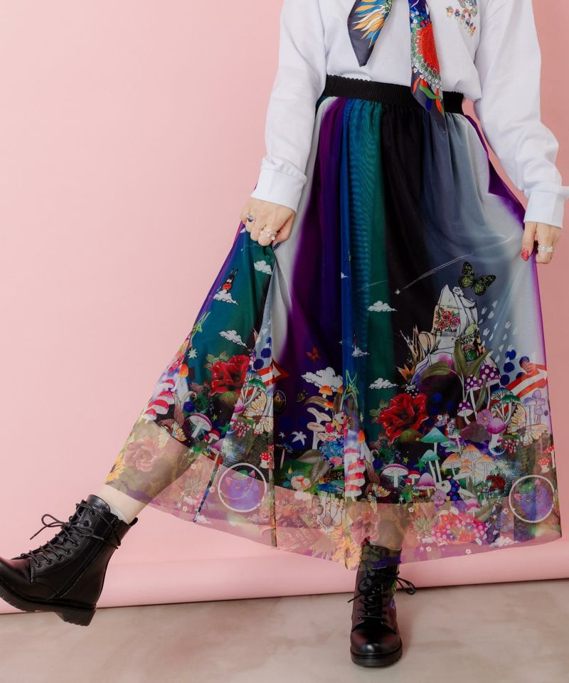 キノコの惑星柄チュールスカート-4