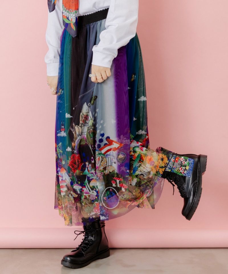 キノコの惑星柄チュールスカート-5