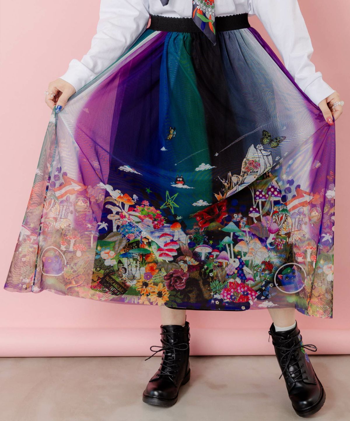 キノコの惑星柄チュールスカート-7