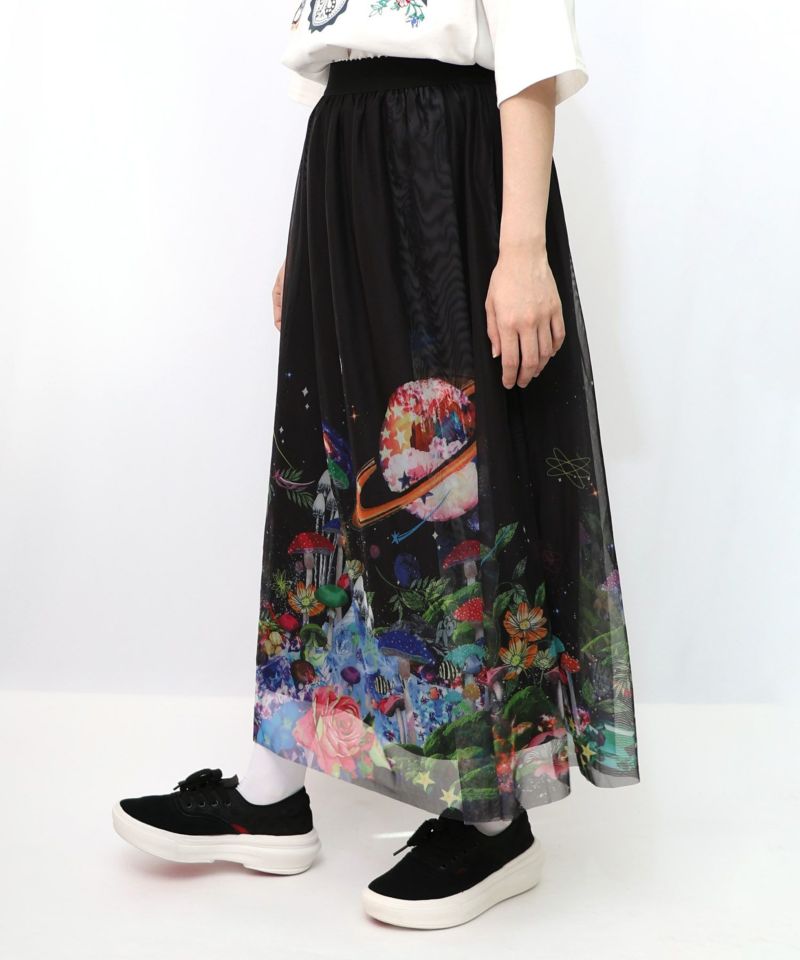 キノコの惑星柄チュールスカート-10
