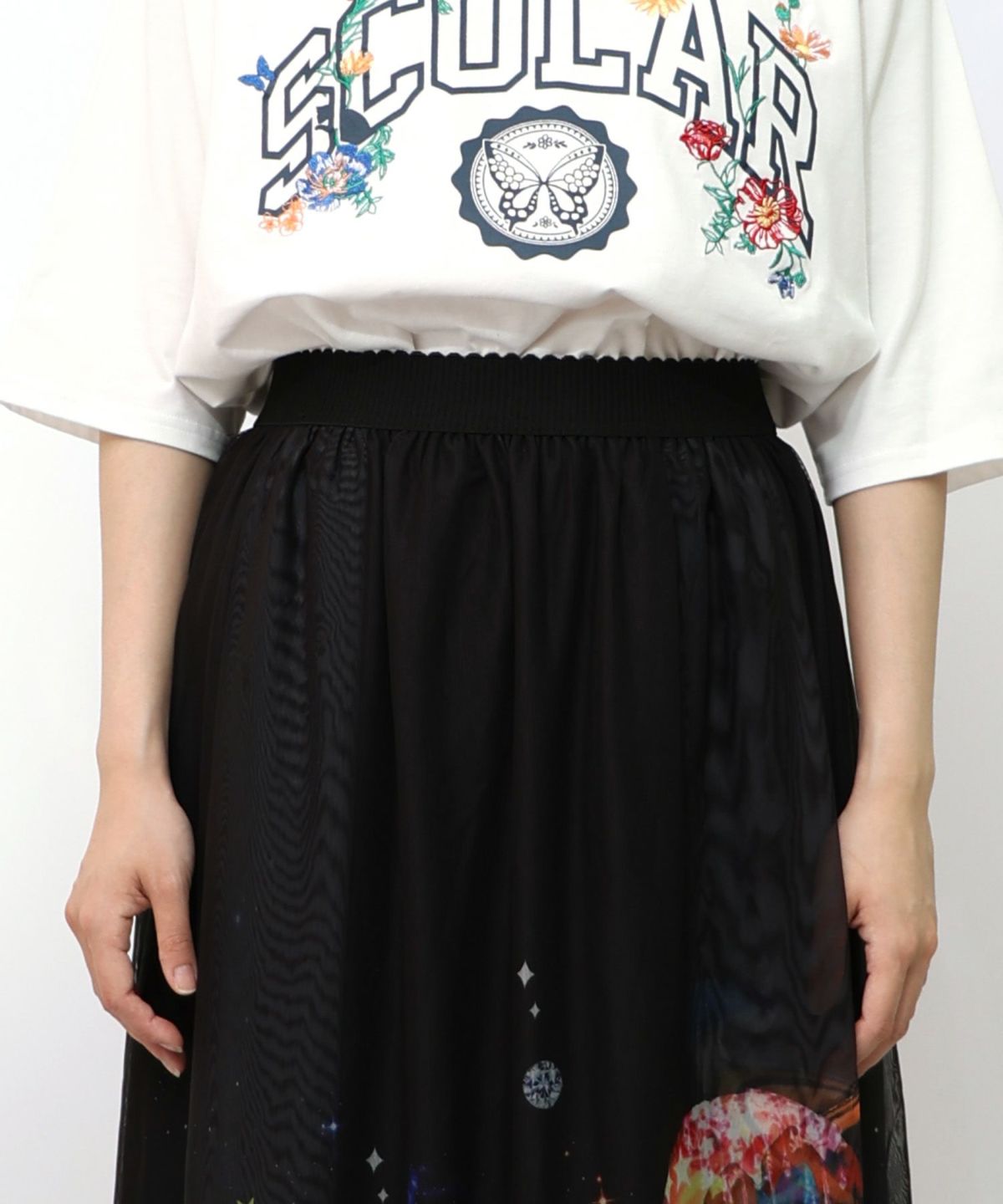 キノコの惑星柄チュールスカート-17