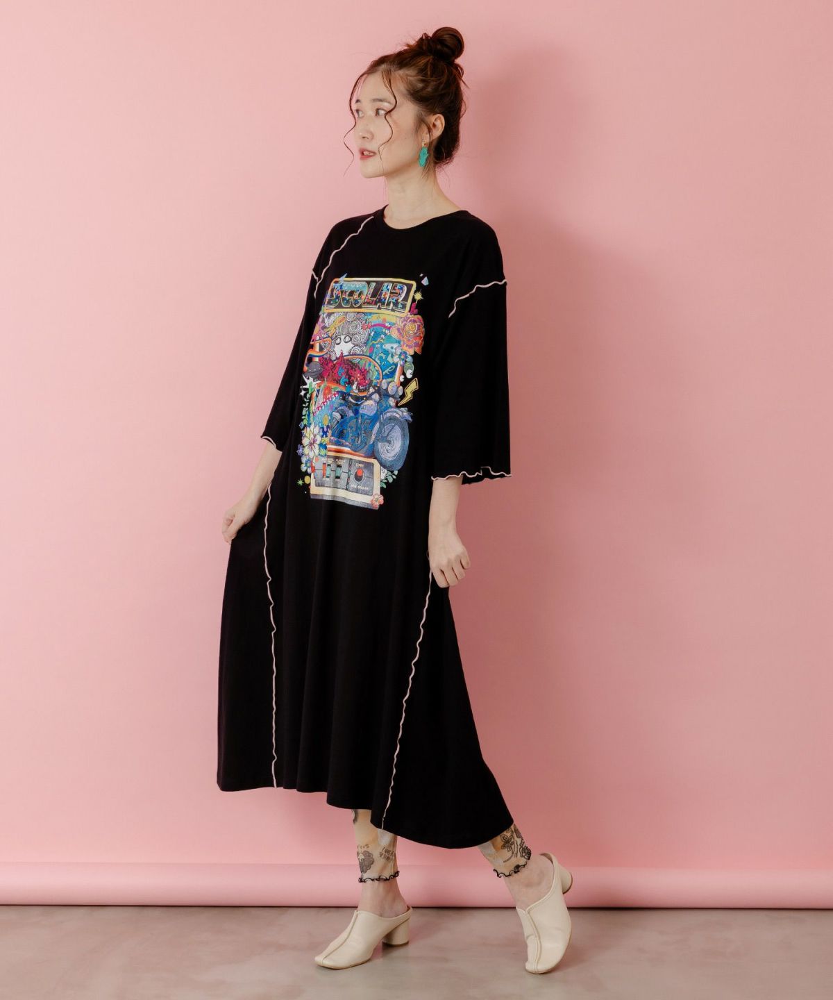 バイクゲーム柄メロウ切替ワンピース-3