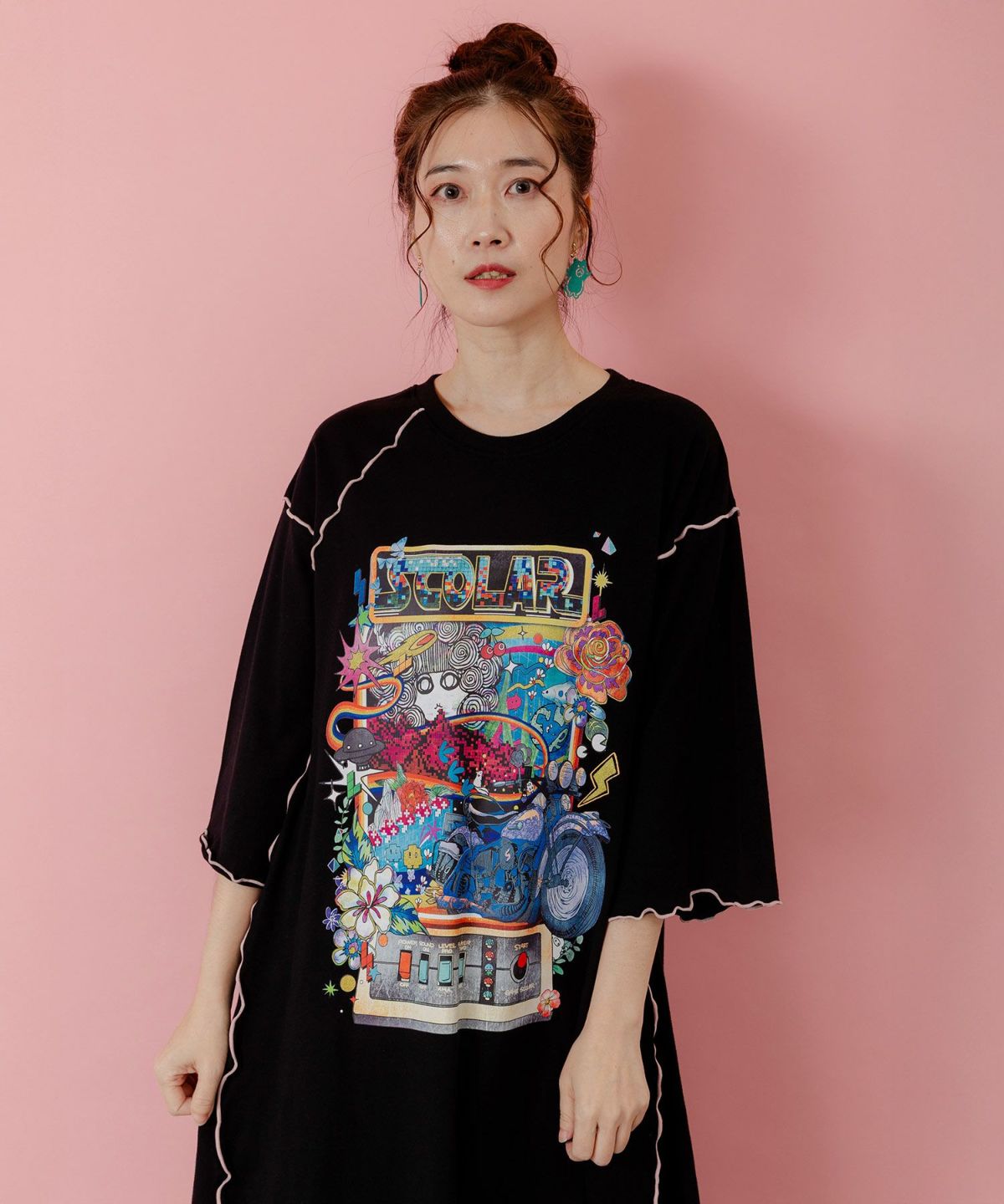 バイクゲーム柄メロウ切替ワンピース-6