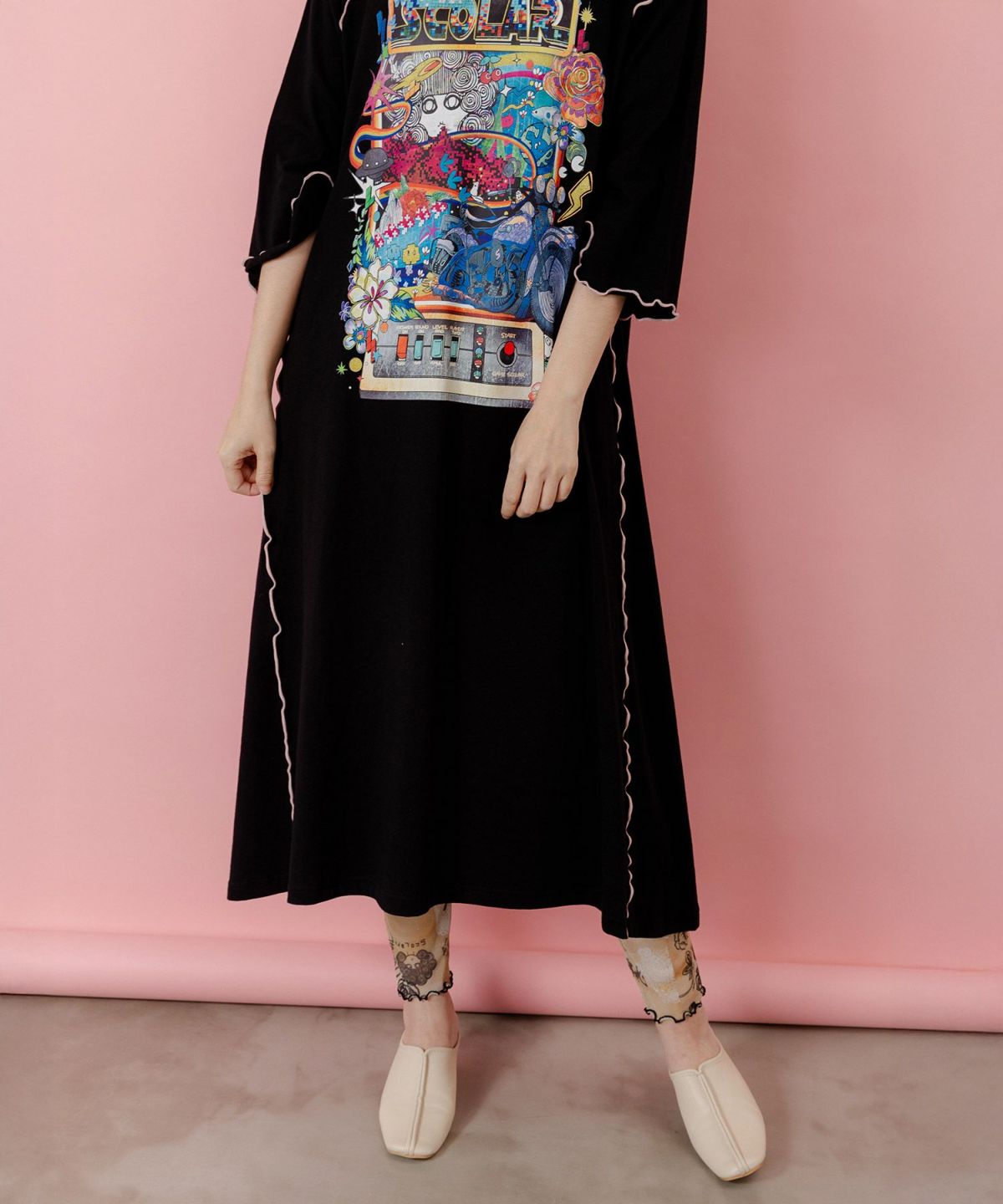 バイクゲーム柄メロウ切替ワンピース-8