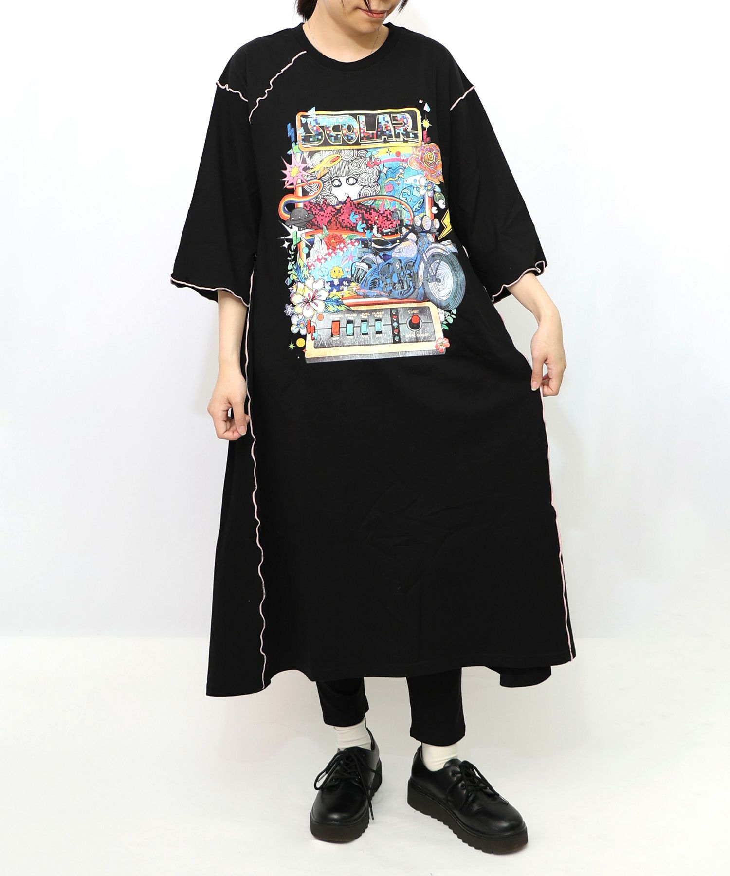 バイクゲーム柄メロウ切替ワンピース-10