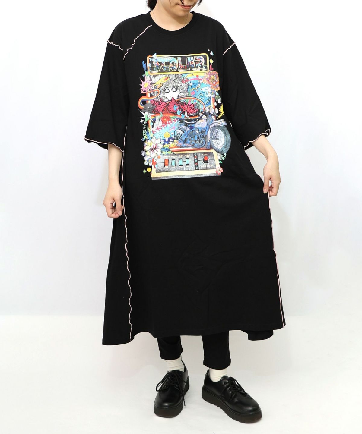 バイクゲーム柄メロウ切替ワンピース-10