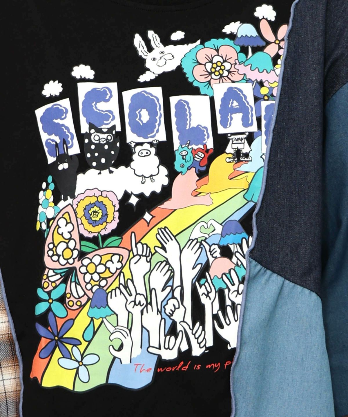 26周年スタート柄 チェック×デニム切替チュニック-18