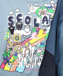 26周年スタート柄 チェック×デニム切替チュニック-23