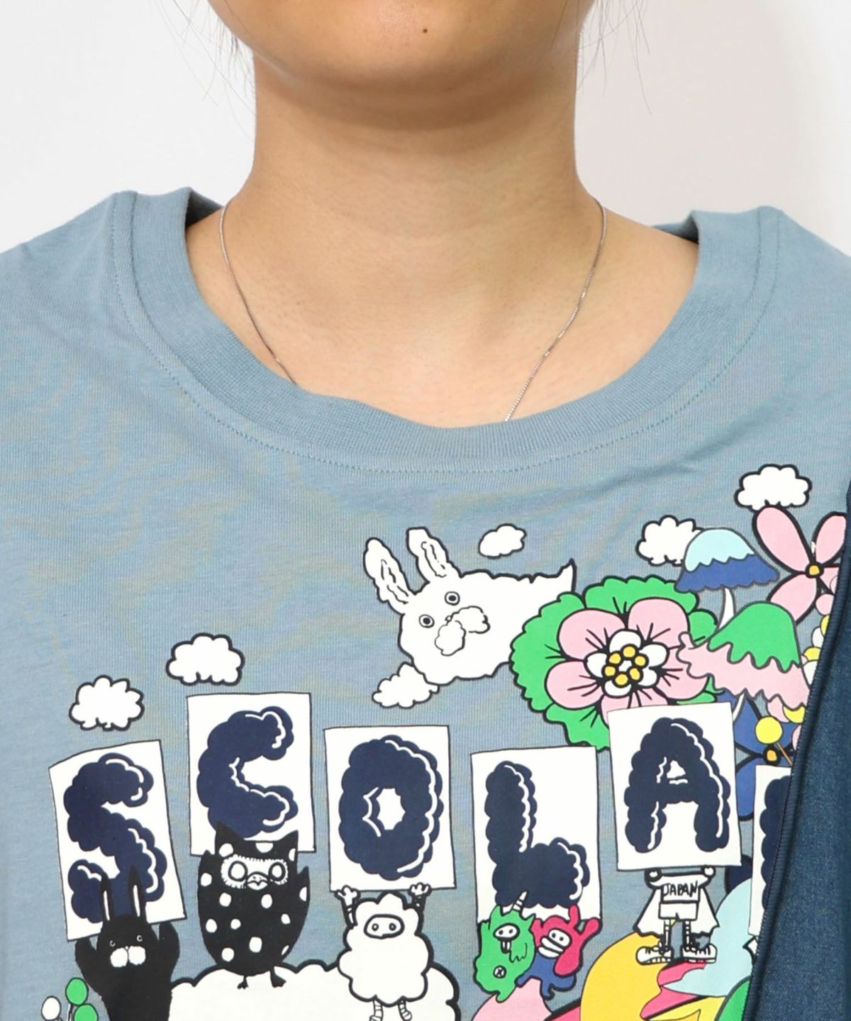 26周年スタート柄 チェック×デニム切替チュニック-24