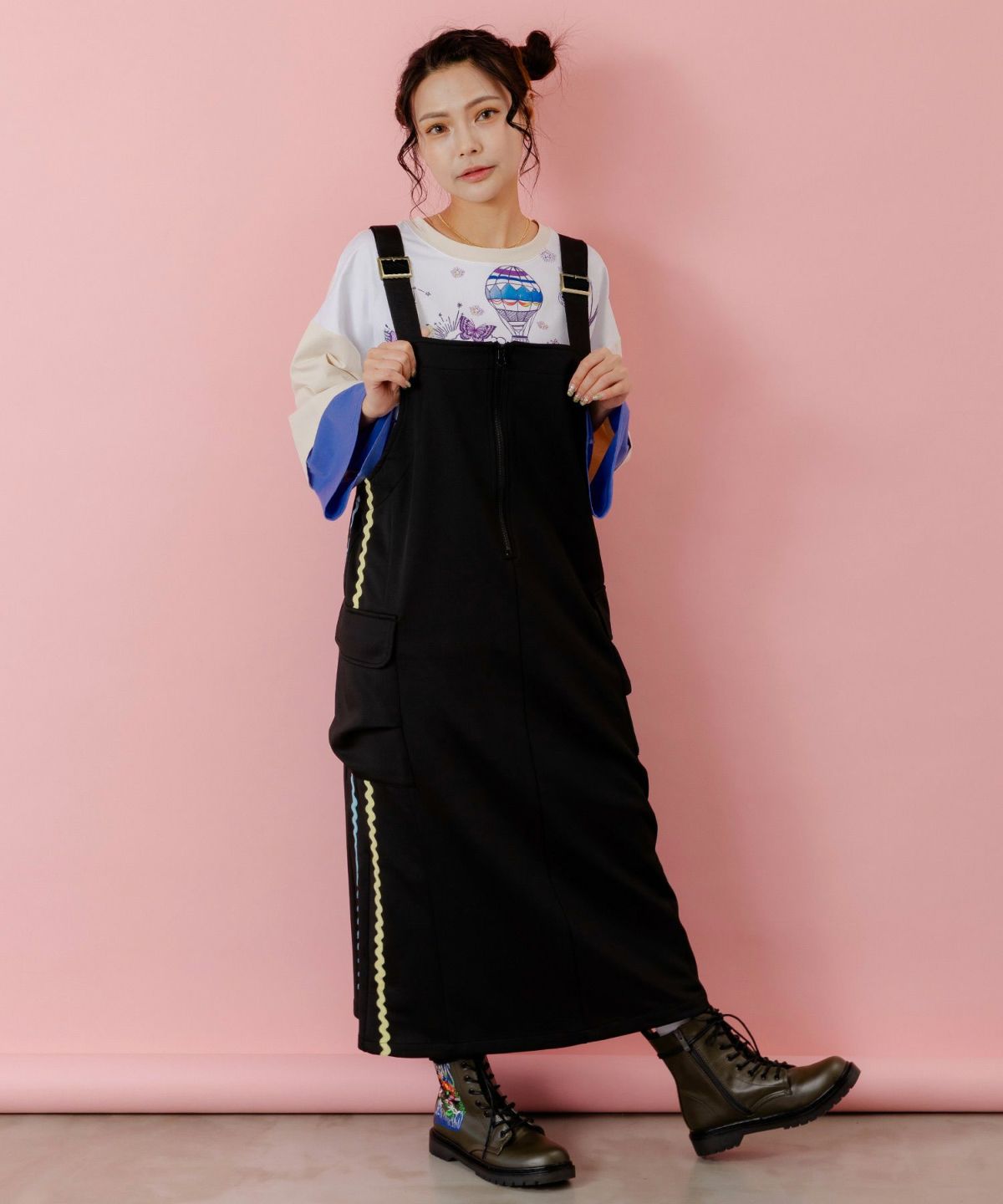 花柄刺繍ジャージワンピース-1