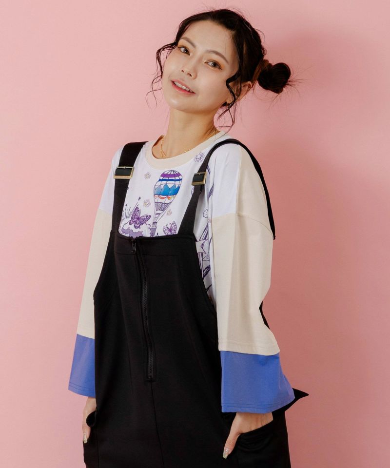 花柄刺繍ジャージワンピース-2