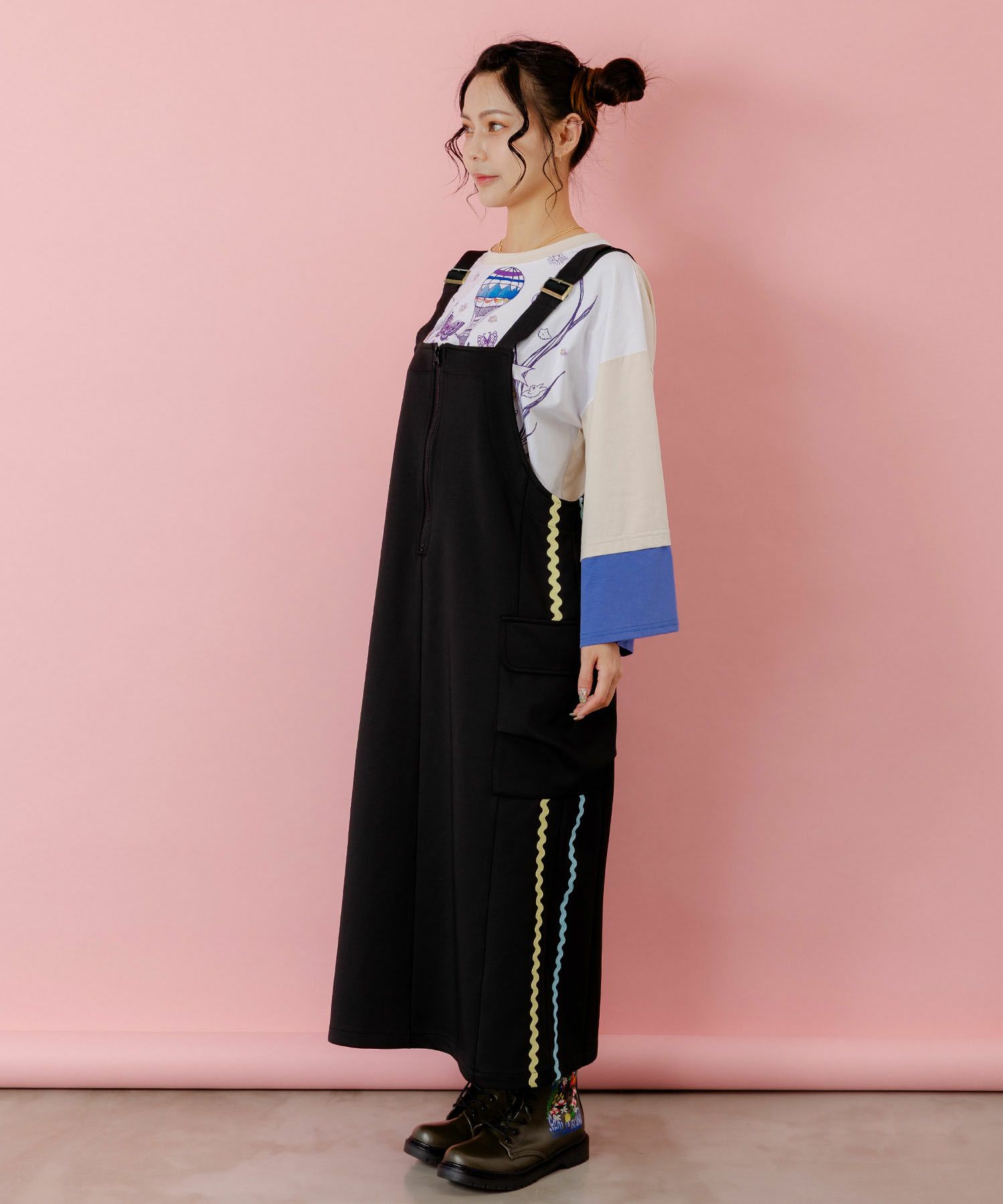 花柄刺繍ジャージワンピース-4