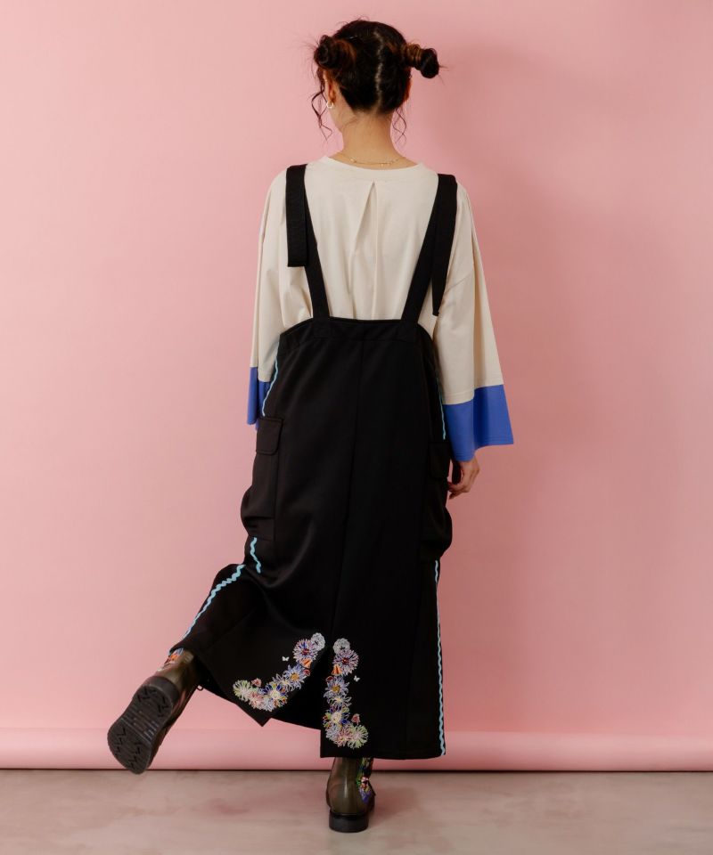 花柄刺繍ジャージワンピース-5