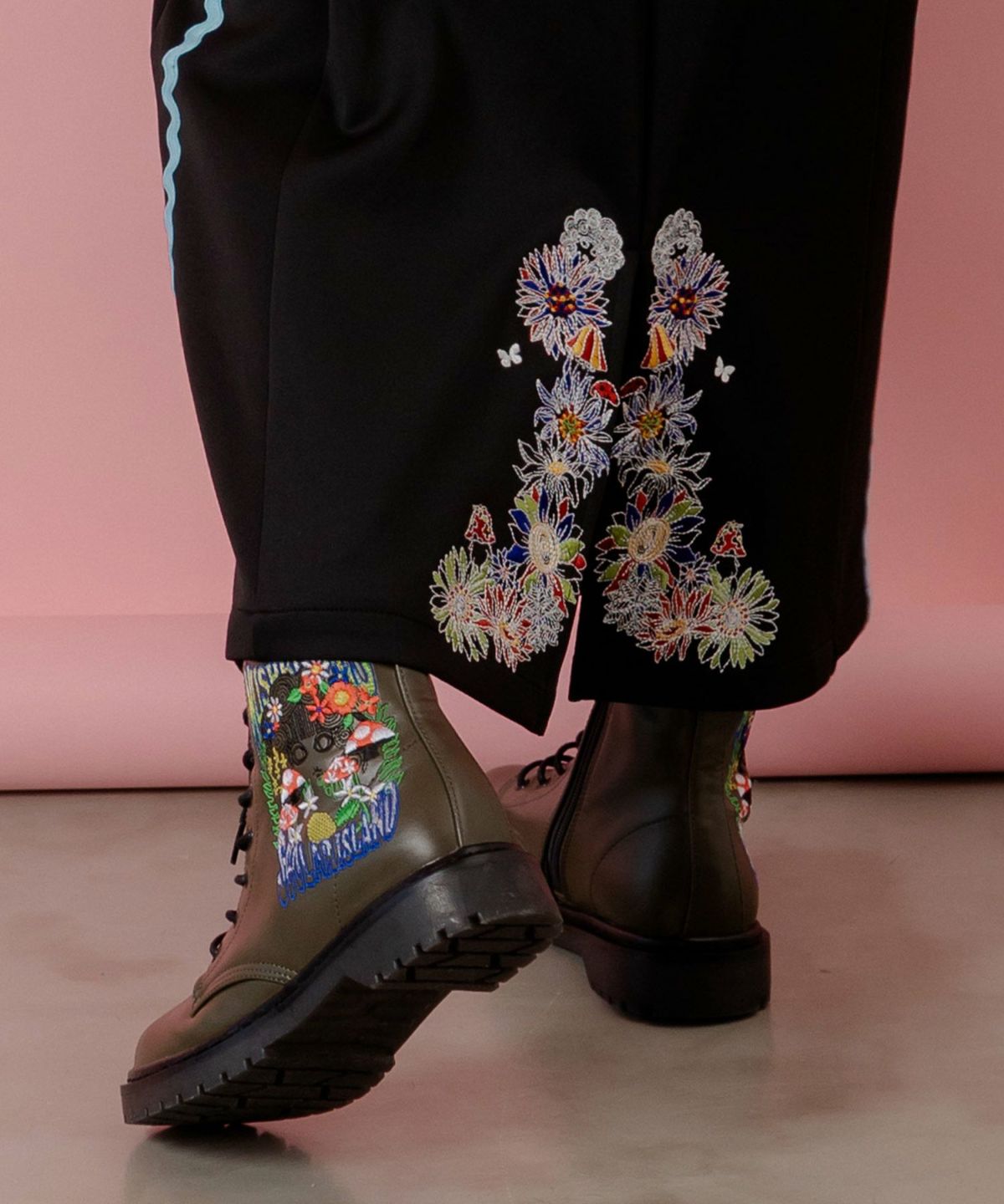 花柄刺繍ジャージワンピース-7