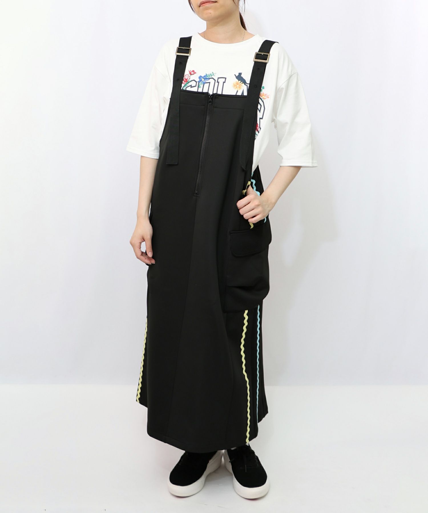 花柄刺繍ジャージワンピース-9