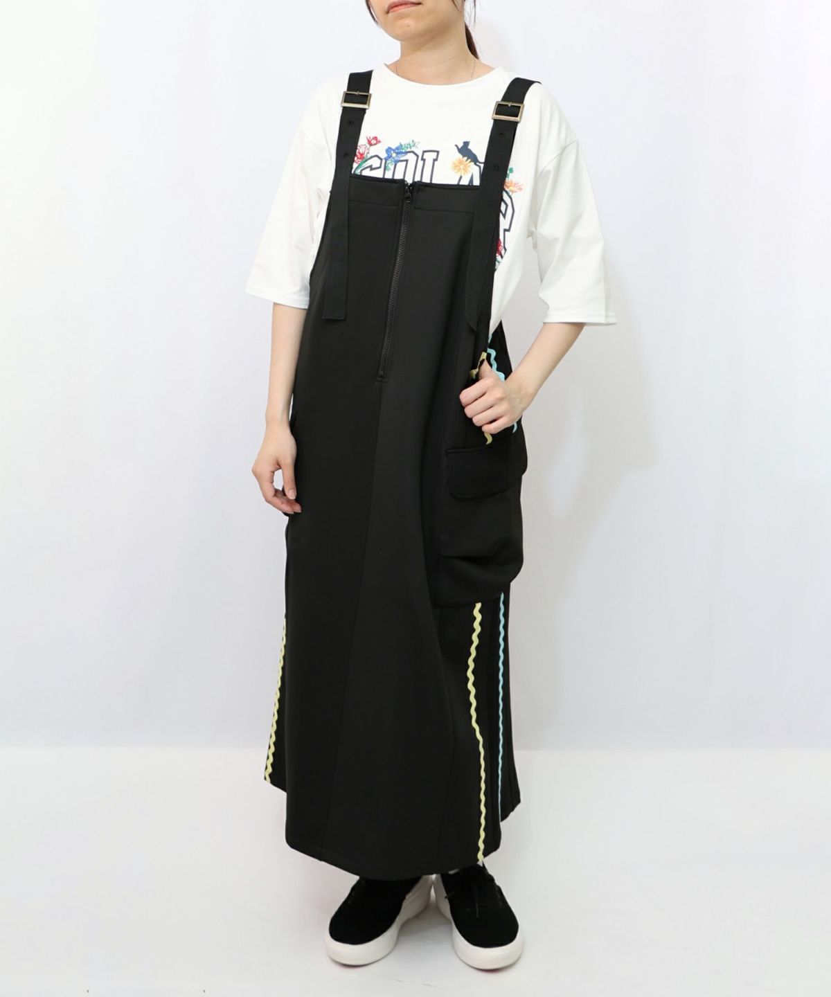 花柄刺繍ジャージワンピース-9