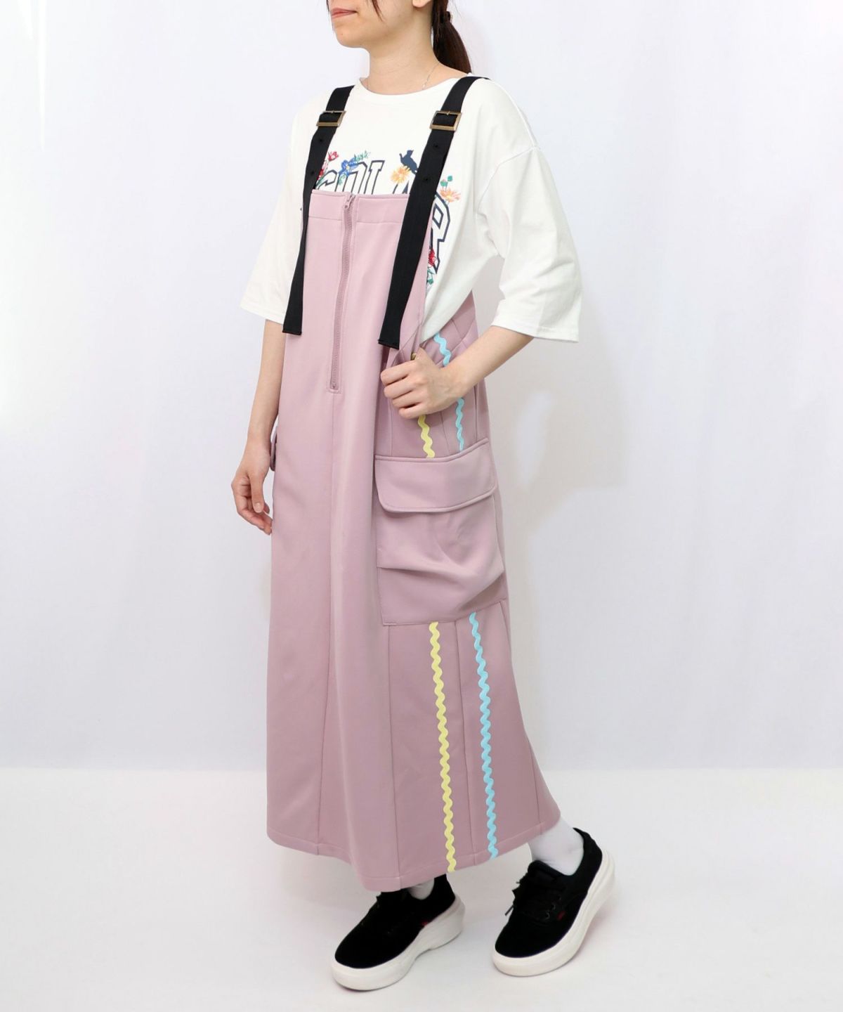 花柄刺繍ジャージワンピース-13