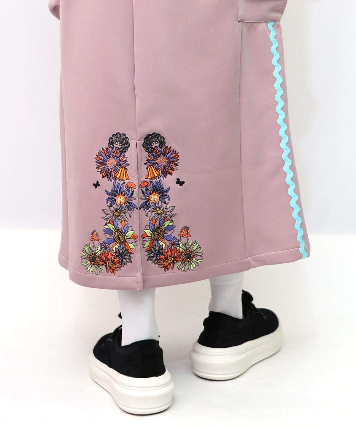 花柄刺繍ジャージワンピース-19