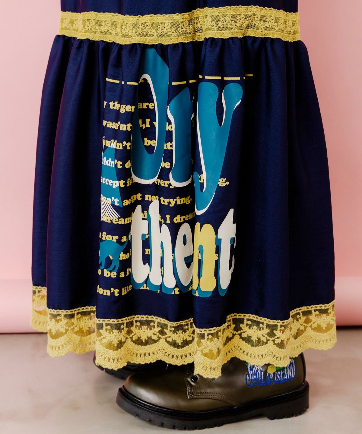 スカラーグラフィック柄 レース×サテンスカート-8