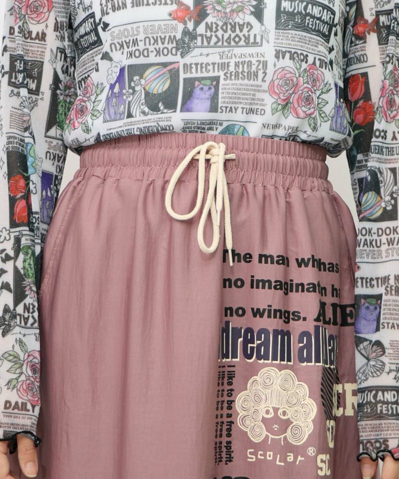 スカラーグラフィック柄 レース×サテンスカート-21