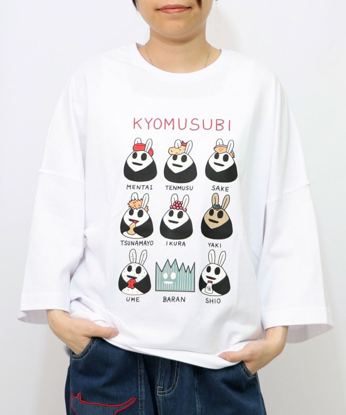 ウサギのきょむすび柄Tシャツ-7
