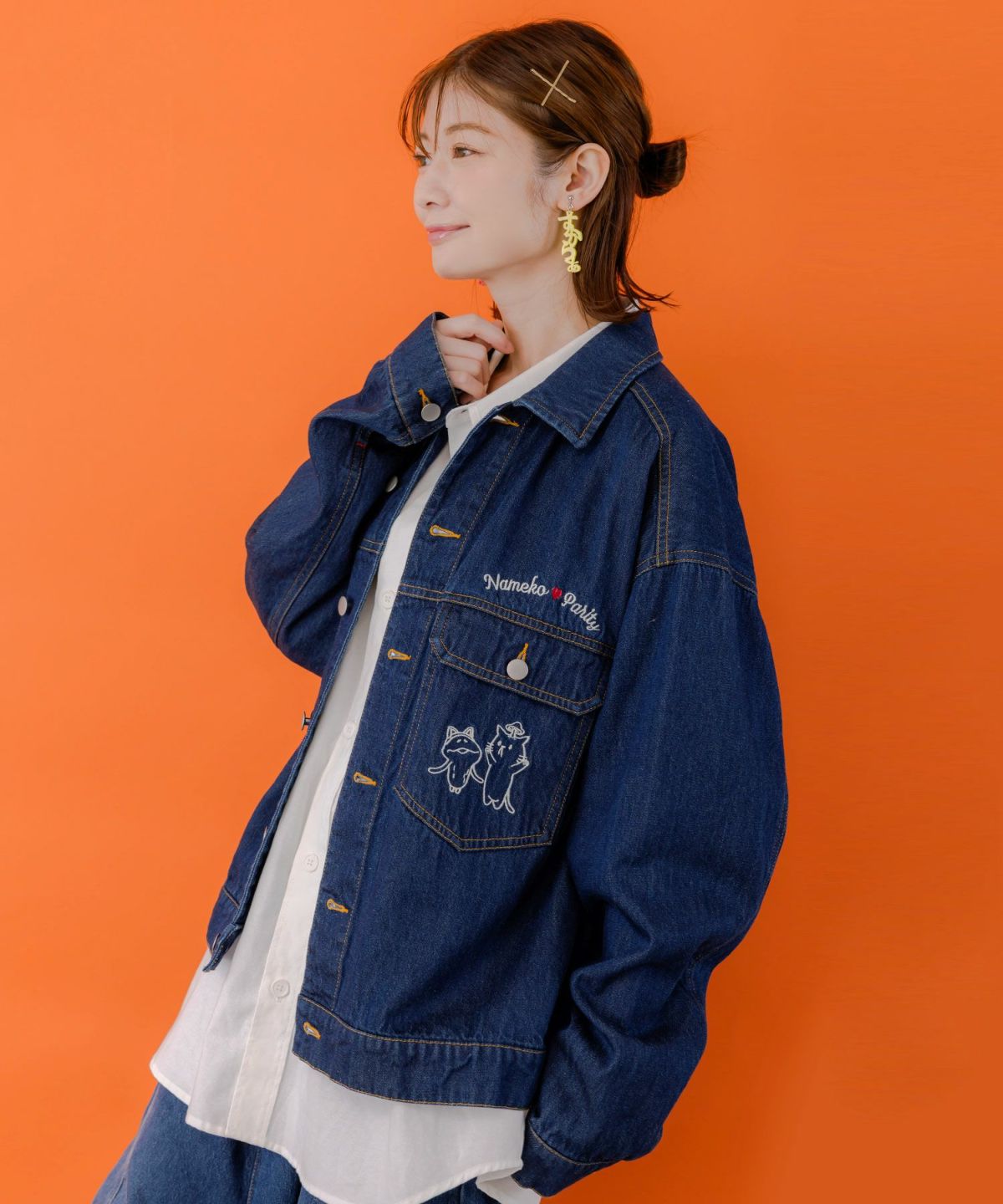 なめことネコずきんのおつかい デニムジャケット-5