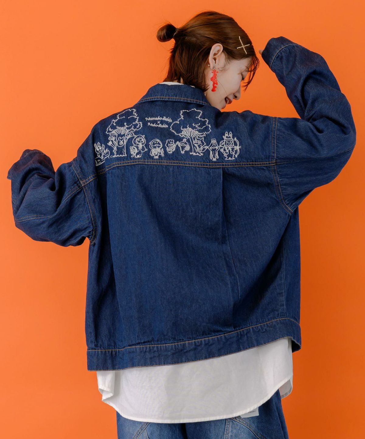 なめことネコずきんのおつかい デニムジャケット-6