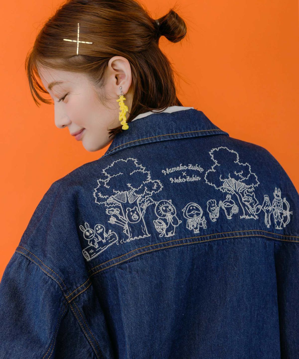なめことネコずきんのおつかい デニムジャケット-9