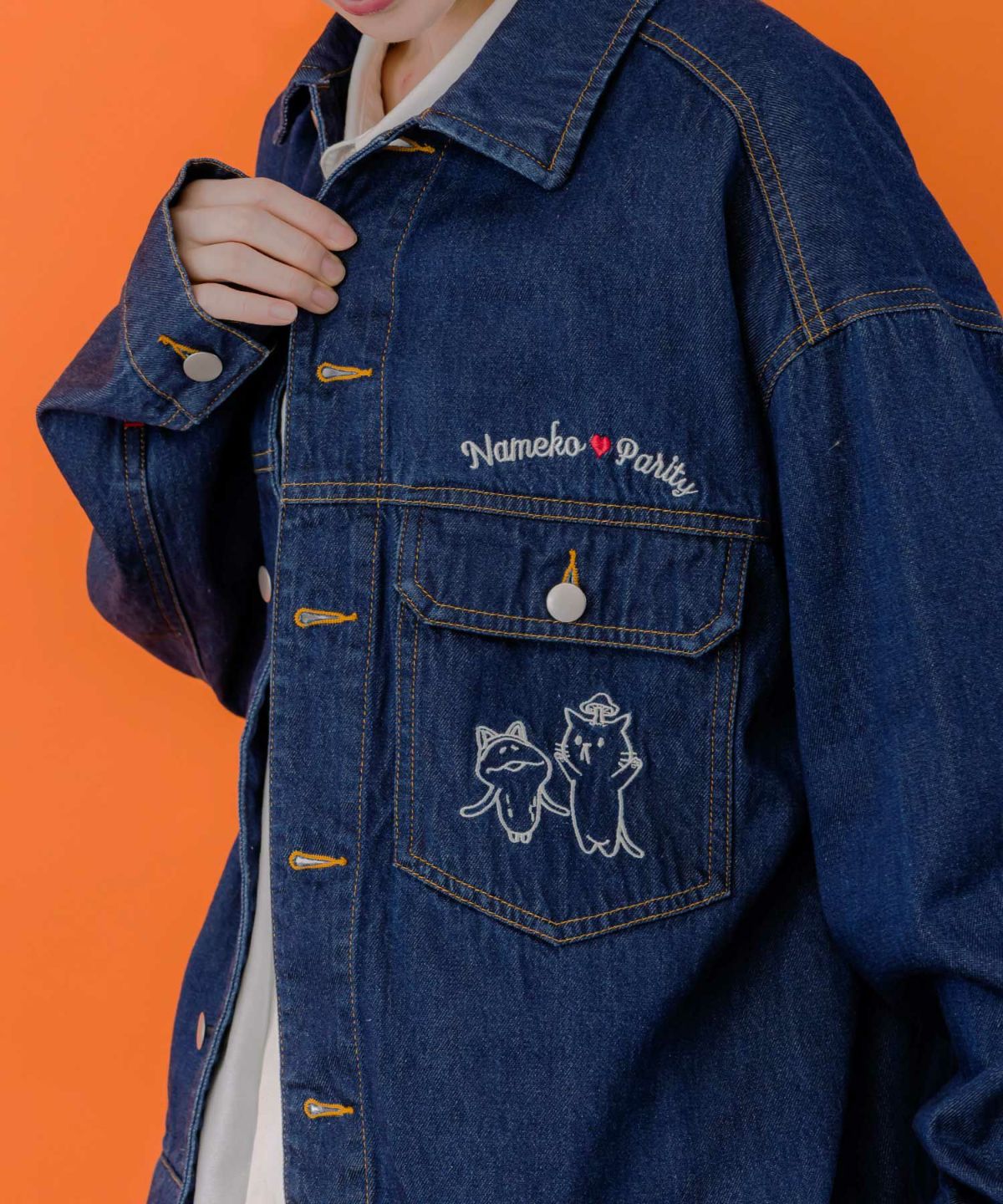 なめことネコずきんのおつかい デニムジャケット-10