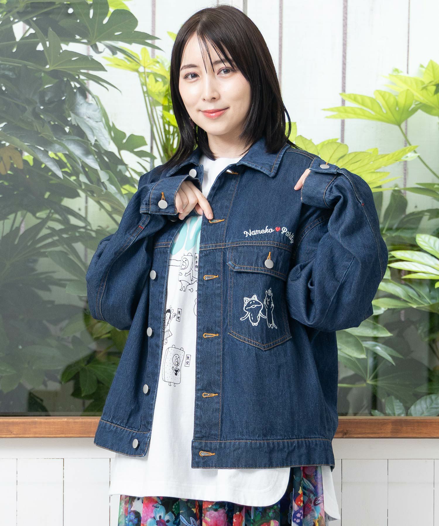なめことネコずきんのおつかい デニムジャケット-11
