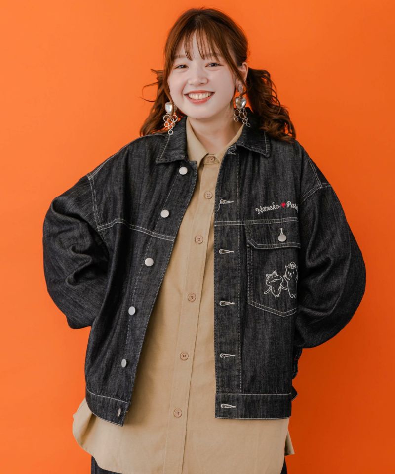 なめことネコずきんのおつかい デニムジャケット-13