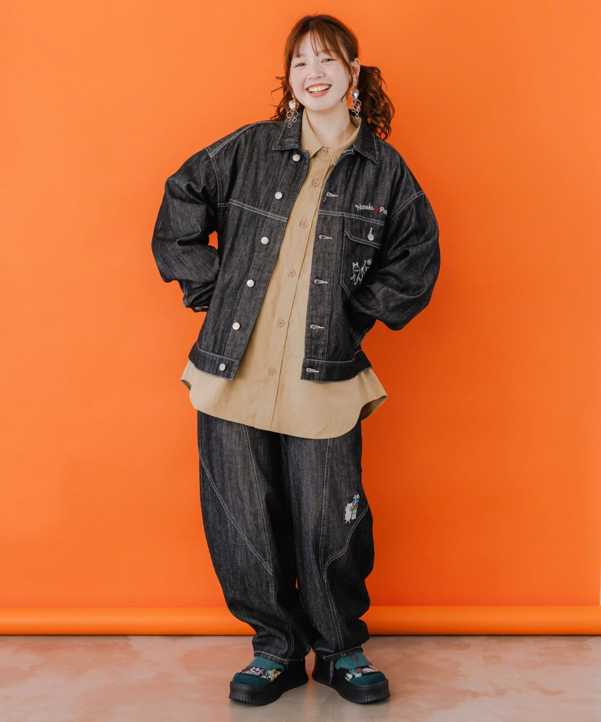 なめことネコずきんのおつかい デニムジャケット-14