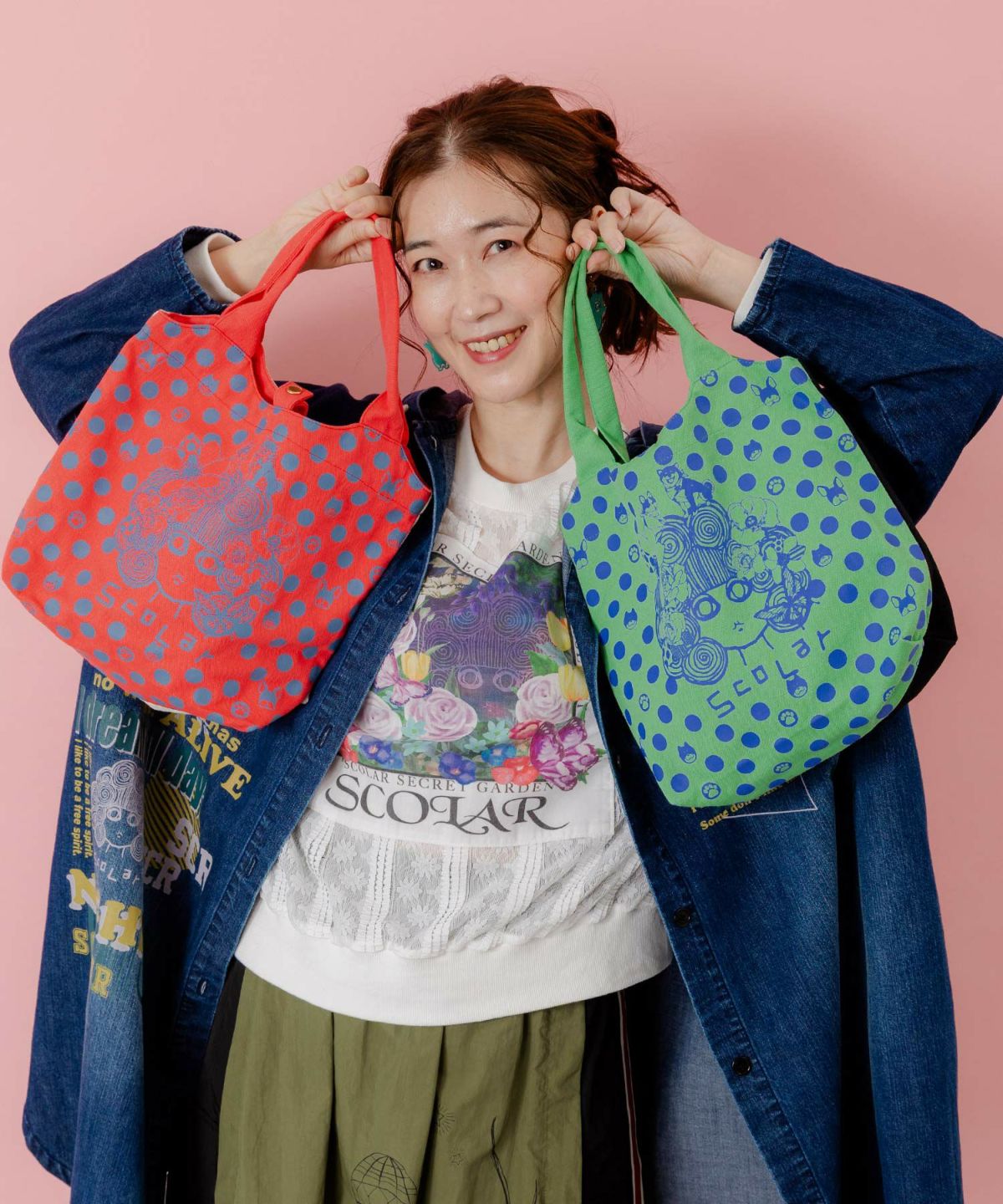 スカラーちゃんドット柄ランチトートバッグ-1